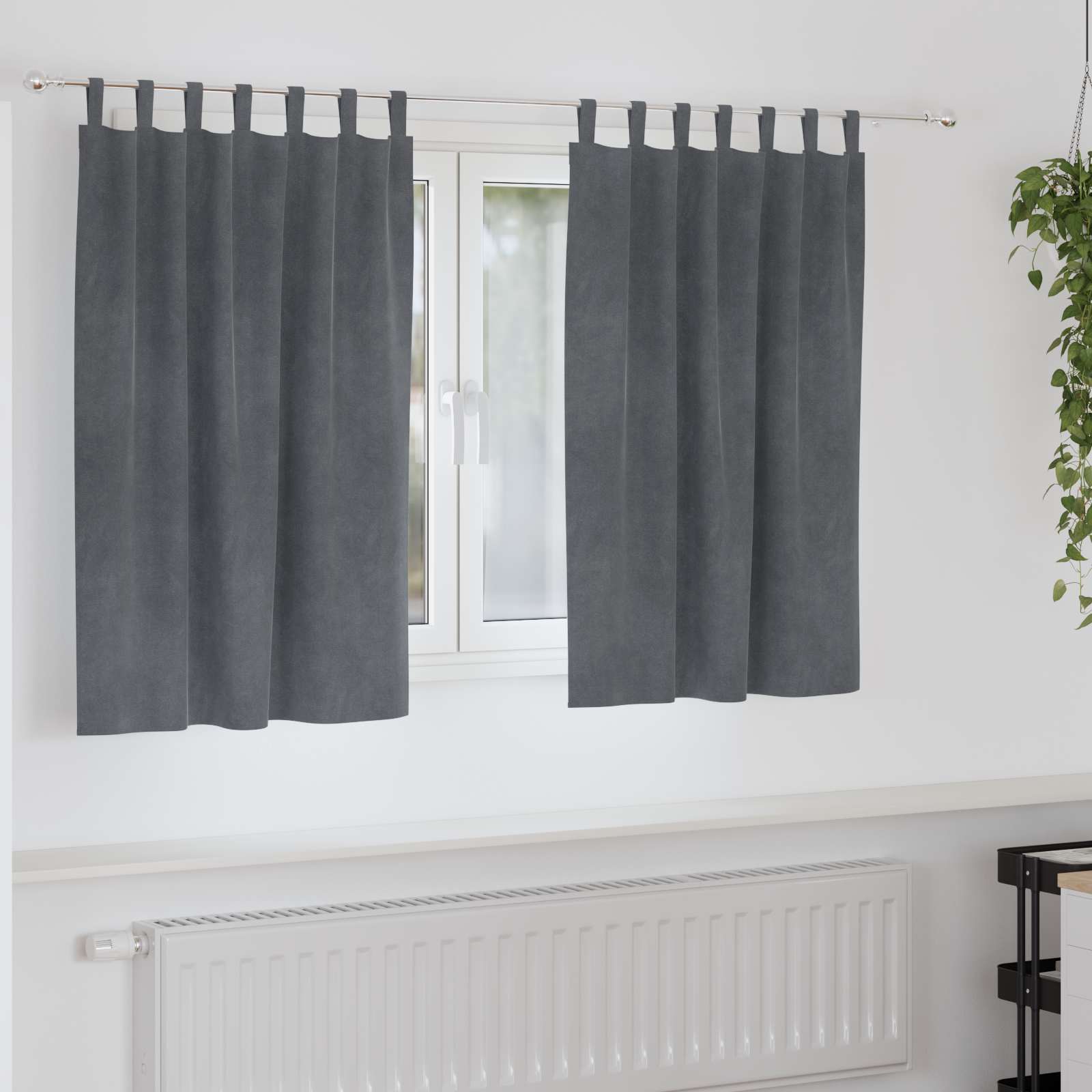 Mørklægningsgardiner 2 pcs Lysegrå 140 x 140 cm Fløjl