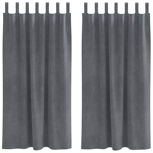 Mørklægningsgardiner 2 pcs Lysegrå 140 x 175 cm Fløjl