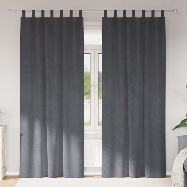Mørklægningsgardiner 2 pcs Lysegrå 140 x 225 cm Fløjl