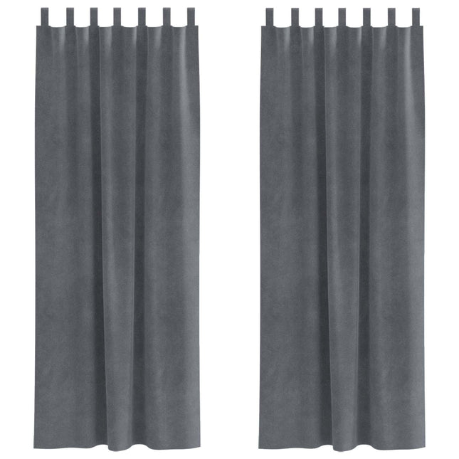 Mørklægningsgardiner 2 pcs Lysegrå 140 x 225 cm Fløjl