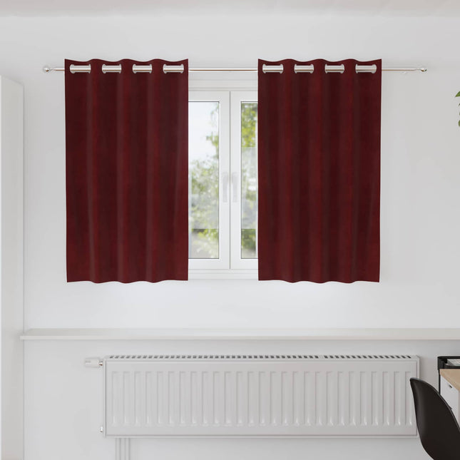 Mørklægningsgardiner 2 pcs Vinrød 140 x 140 cm Fløjl