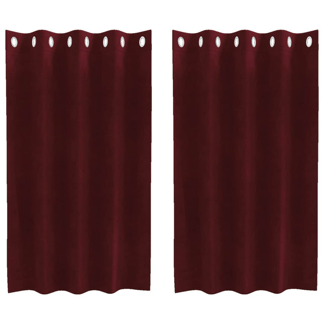 Mørklægningsgardiner 2 pcs Vinrød 140 x 140 cm Fløjl