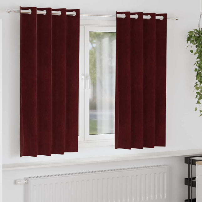 Mørklægningsgardiner 2 pcs Vinrød 140 x 175 cm Fløjl