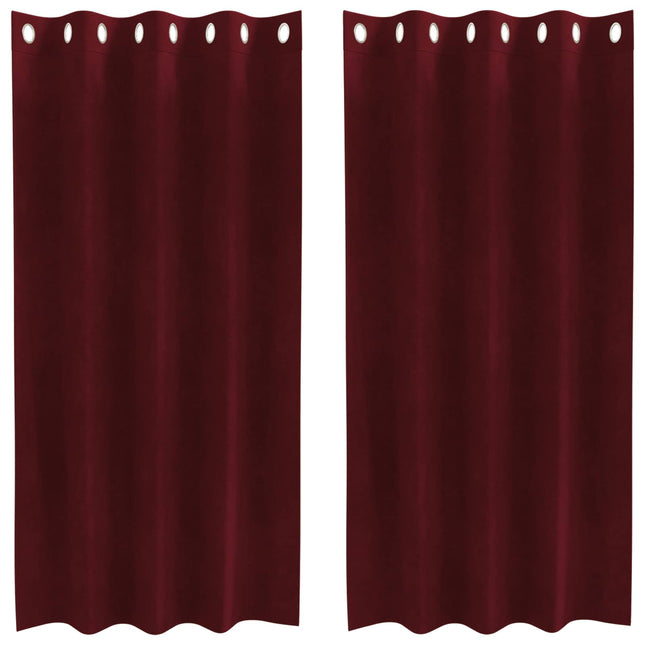 Mørklægningsgardiner 2 pcs Vinrød 140 x 175 cm Fløjl