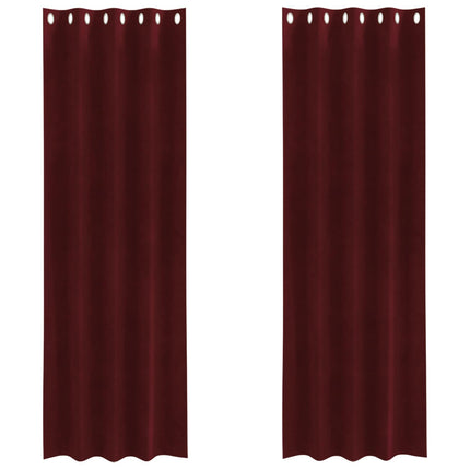 Mørklægningsgardiner 2 pcs Vinrød 140 x 245 cm Fløjl