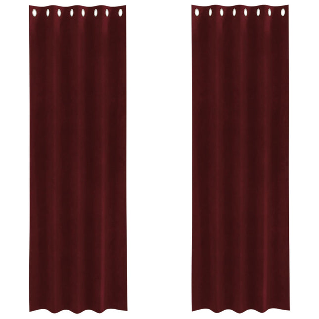 Mørklægningsgardiner 2 pcs Vinrød 140 x 245 cm Fløjl