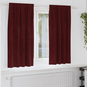 Mørklægningsgardiner 2 pcs Vinrød 140 x 175 cm Fløjl