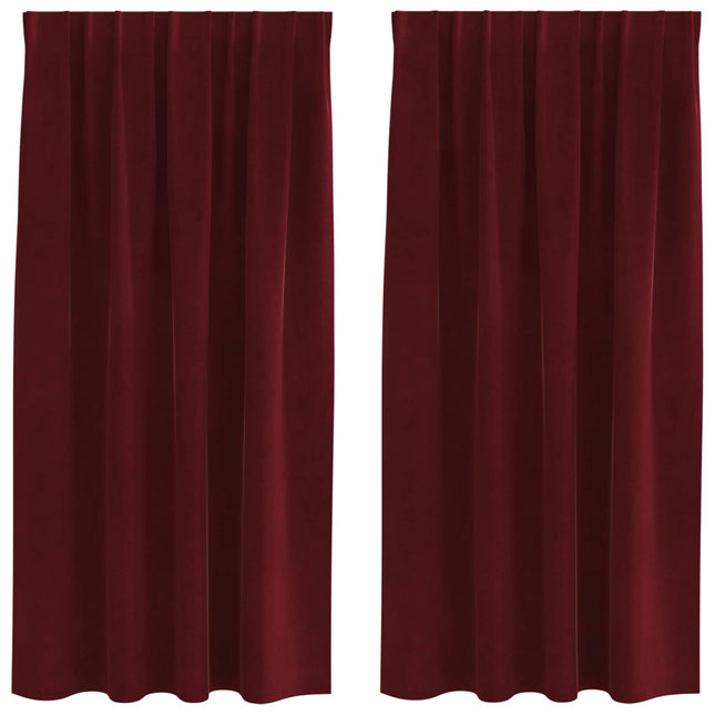 Mørklægningsgardiner 2 pcs Vinrød 140 x 175 cm Fløjl
