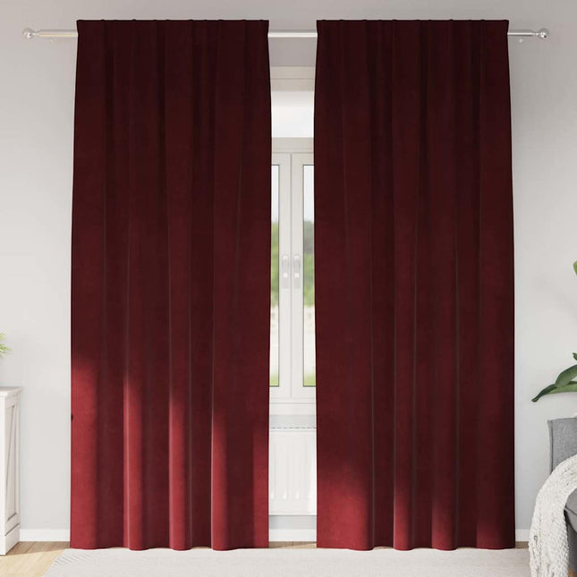 Mørklægningsgardiner 2 stk. Vinrød 140 x 225 cm Fløjl