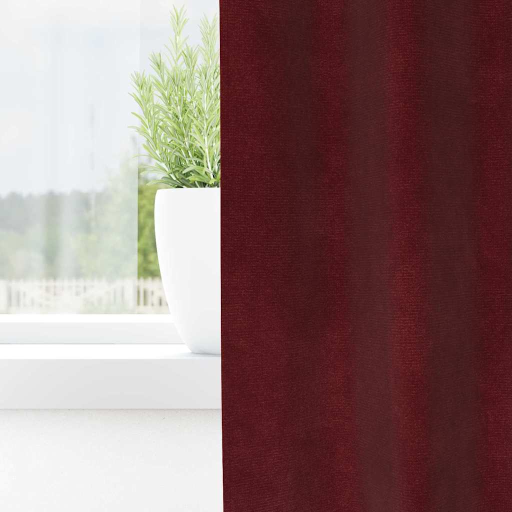 Mørklægningsgardiner 2 pcs Vinrød 140 x 245 cm Fløjl