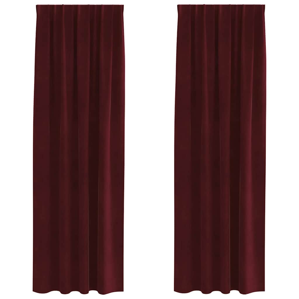 Mørklægningsgardiner 2 pcs Vinrød 140 x 245 cm Fløjl