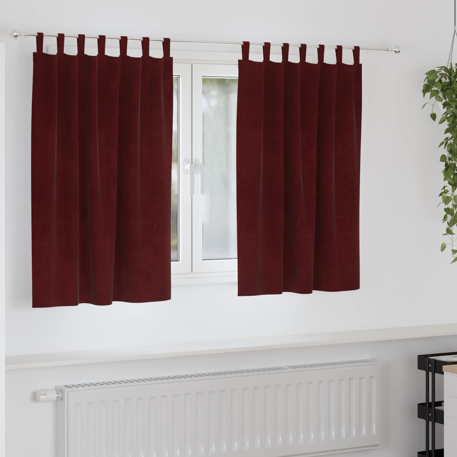 Mørklægningsgardiner 2 pcs Vinrød 140 x 140 cm Fløjl