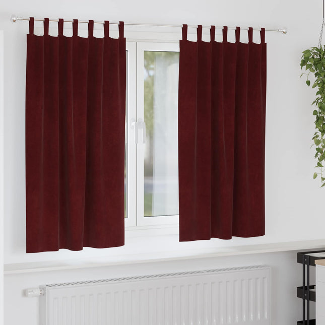 Mørklægningsgardiner 2 pcs Vinrød 140 x 175 cm Fløjl