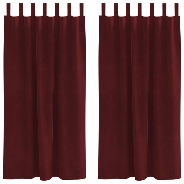 Mørklægningsgardiner 2 pcs Vinrød 140 x 175 cm Fløjl