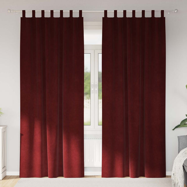 Mørklægningsgardiner 2 stk. Vinrød 140 x 225 cm Fløjl