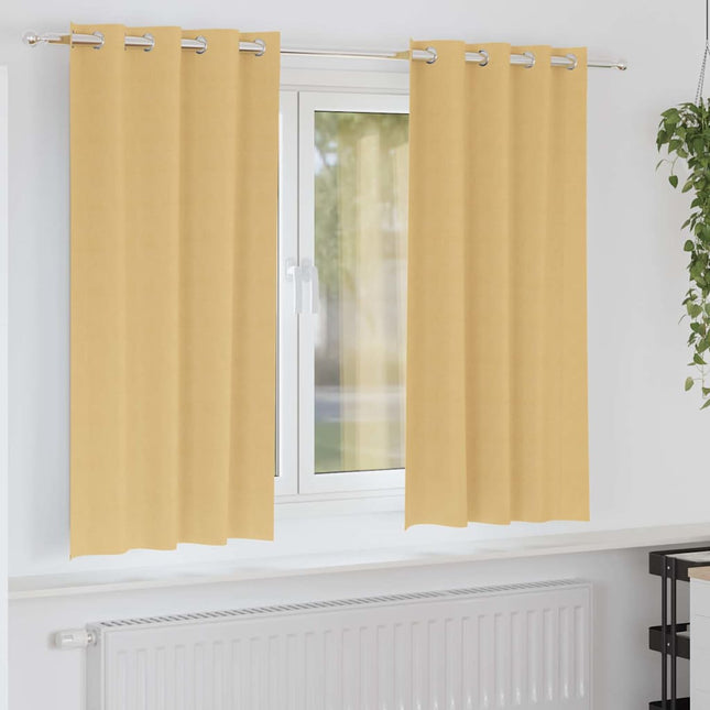 Mørklægningsgardiner med ringe 2 pcs Beige 175 x 140 cm