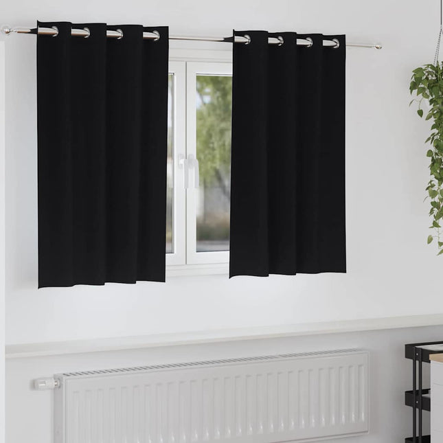 Mørklægningsgardiner med ringe 2 pcs Sort 140 x 140 cm