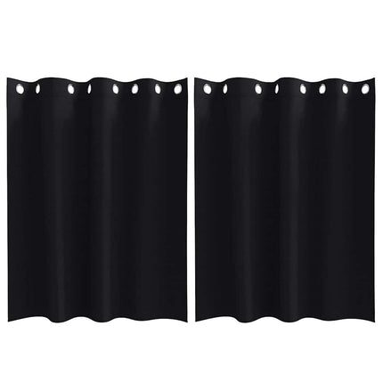 Mørklægningsgardiner med ringe 2 pcs Sort 140 x 140 cm