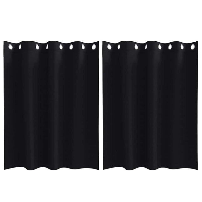 Mørklægningsgardiner med ringe 2 pcs Sort 140 x 140 cm