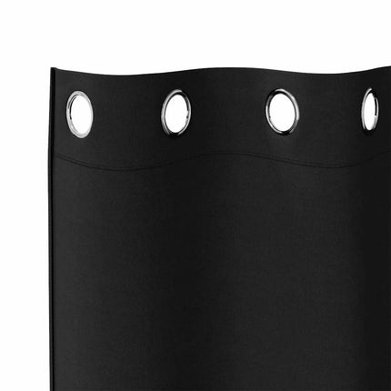 Mørklægningsgardiner med ringe 2 pcs Sort 175 x 140 cm