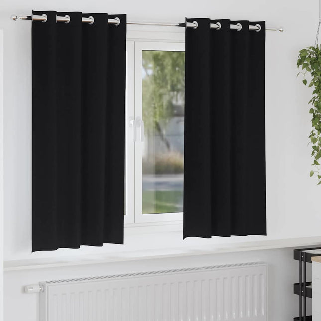 Mørklægningsgardiner med ringe 2 pcs Sort 175 x 140 cm