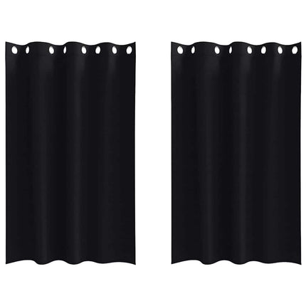 Mørklægningsgardiner med ringe 2 pcs Sort 175 x 140 cm