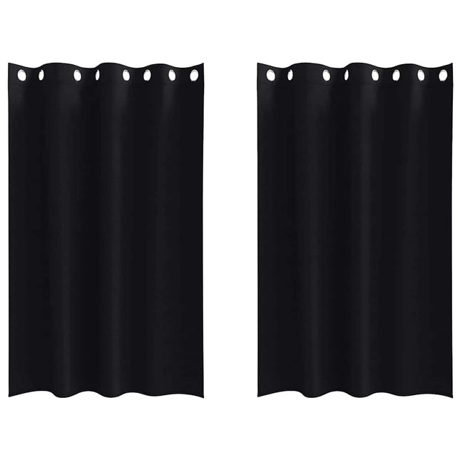 Mørklægningsgardiner med ringe 2 pcs Sort 175 x 140 cm