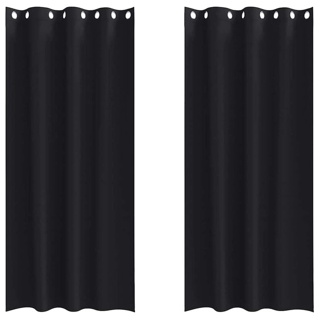 Mørklægningsgardiner med ringe 2 pcs Sort 245 x 140 cm