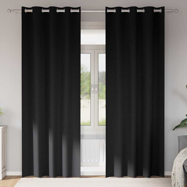 Mørklægningsgardiner med ringe 2 pcs Sort 260 x 140 cm