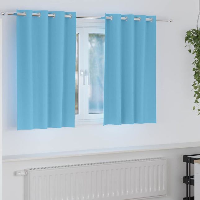 Mørklægningsgardiner med ringe 2 pcs Lys blå 140 x 140 cm