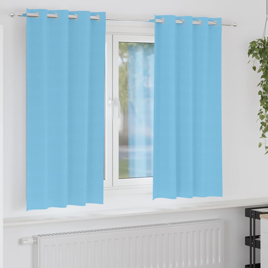 Mørklægningsgardiner med ringe 2 pcs Lys blå 175 x 140 cm