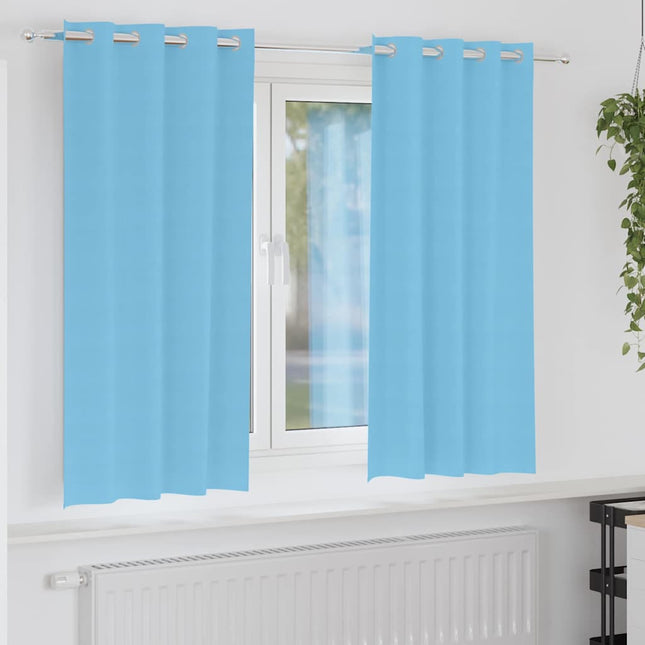 Mørklægningsgardiner med ringe 2 pcs Lys blå 175 x 140 cm