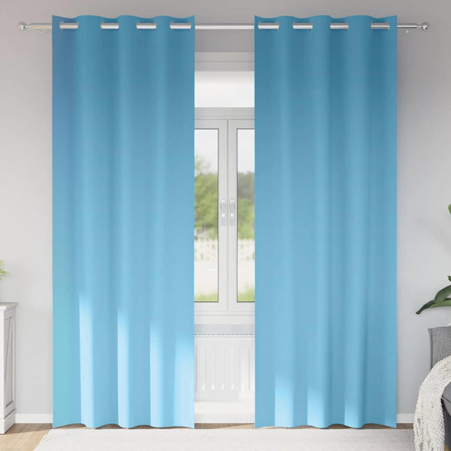 Mørklægningsgardiner med ringe 2 pcs Lys blå 225 x 140 cm