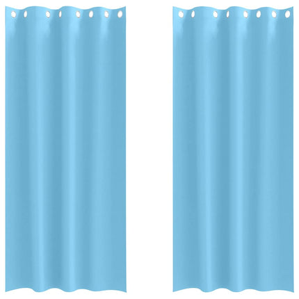 Mørklægningsgardiner med ringe 2 stk. Lyseblå 245 x 140 cm
