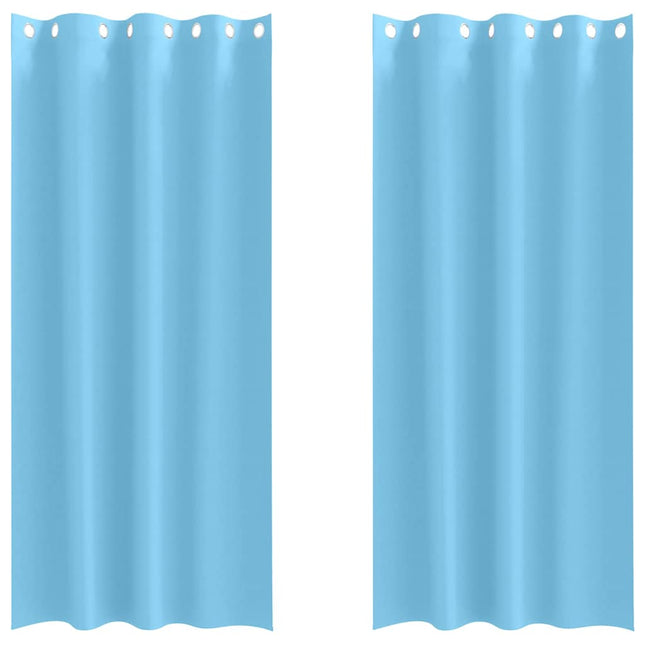 Mørklægningsgardiner med ringe 2 pcs Lys blå 260 x 140 cm