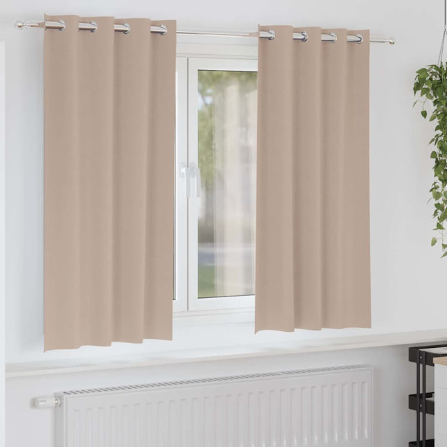 Mørklægningsgardiner med ringe 2 pcs Gråbrun 175 x 140 cm
