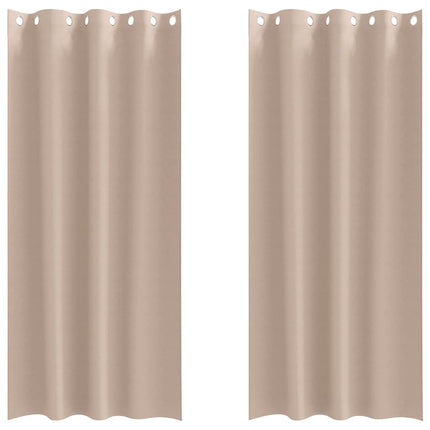 Mørklægningsgardiner med ringe 2 stk. Gråbrun 225 x 140 cm