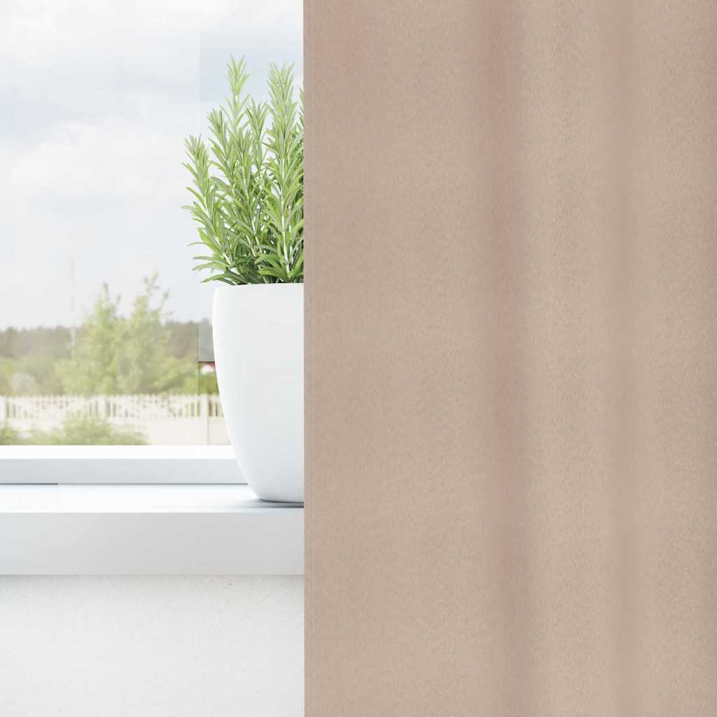 Mørklægningsgardiner med ringe 2 pcs Gråbrun 245 x 140 cm