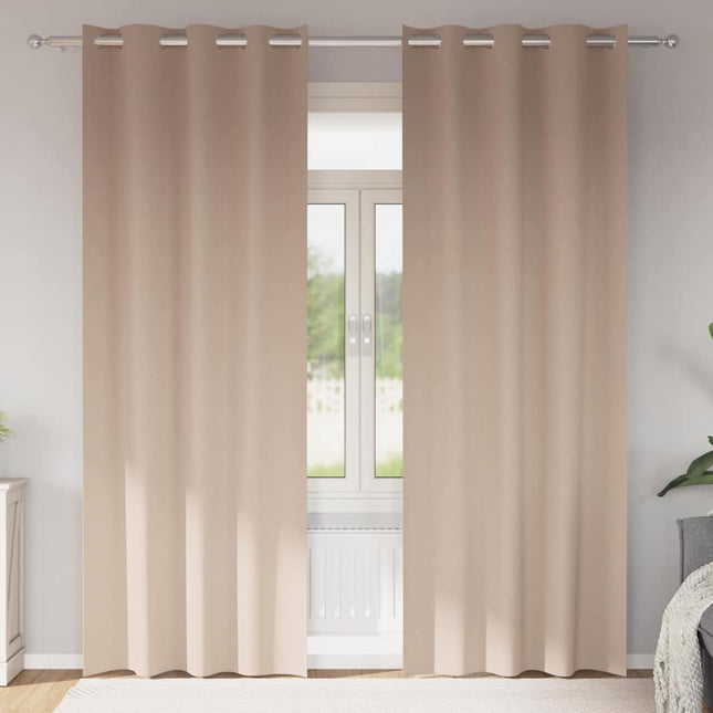 Mørklægningsgardiner med ringe 2 pcs Gråbrun 245 x 140 cm
