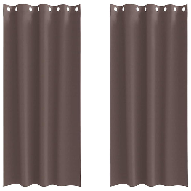 Mørklægningsgardiner med ringe 2 pcs Mørk Brun 225 x 140 cm