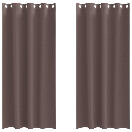 Mørklægningsgardiner med ringe 2 stk. Mørk Brun 225 x 140 cm