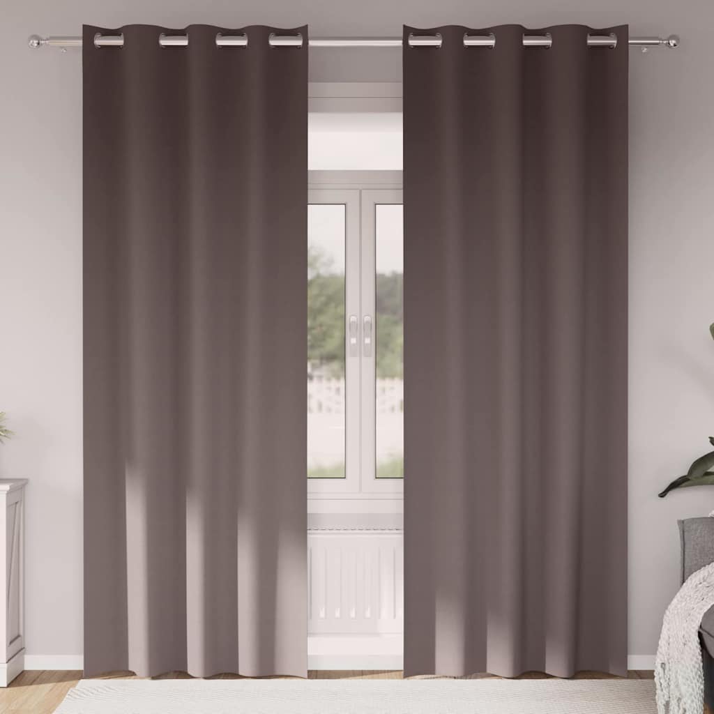 Mørklægningsgardiner med ringe 2 pcs Mørk Brun 260 x 140 cm