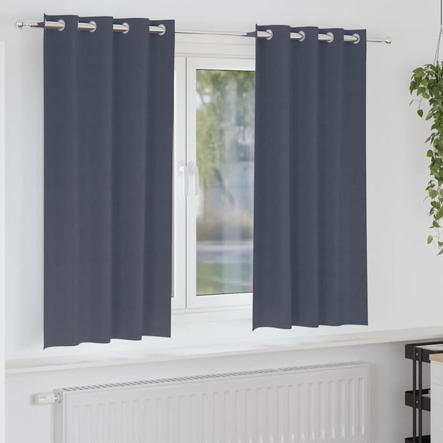Mørklægningsgardiner med ringe 2 pcs Antracit 175 x 140 cm