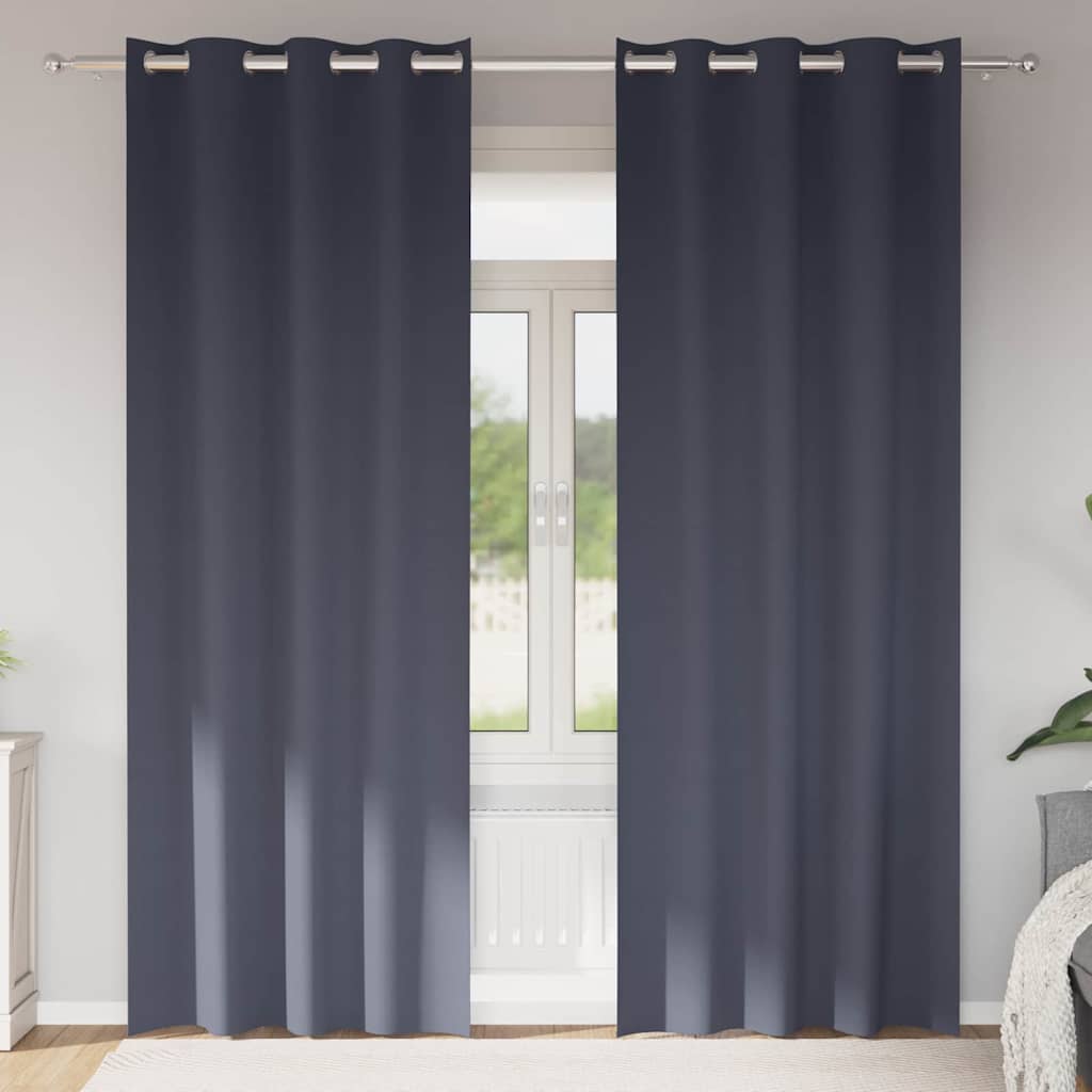 Mørklægningsgardiner med ringe 2 pcs Antracit 225 x 140 cm