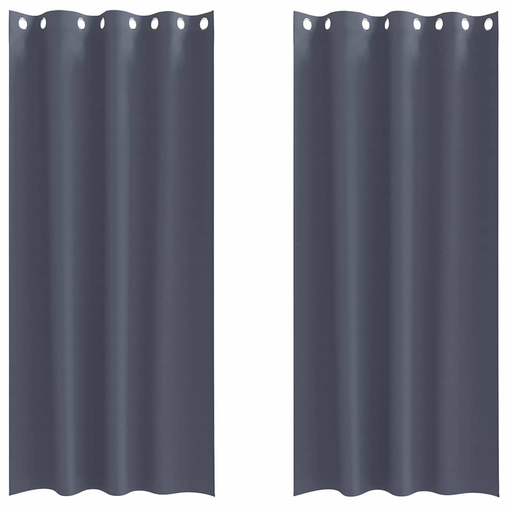 Mørklægningsgardiner med ringe 2 pcs Antracit 225 x 140 cm