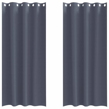Mørklægningsgardiner med ringe 2 stk. Antracit 225 x 140 cm