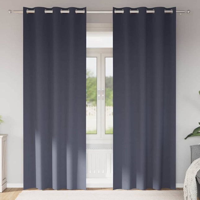 Mørklægningsgardiner med ringe 2 pcs Antracit 245 x 140 cm