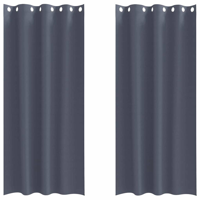 Mørklægningsgardiner med ringe 2 pcs Antracit 260 x 140 cm