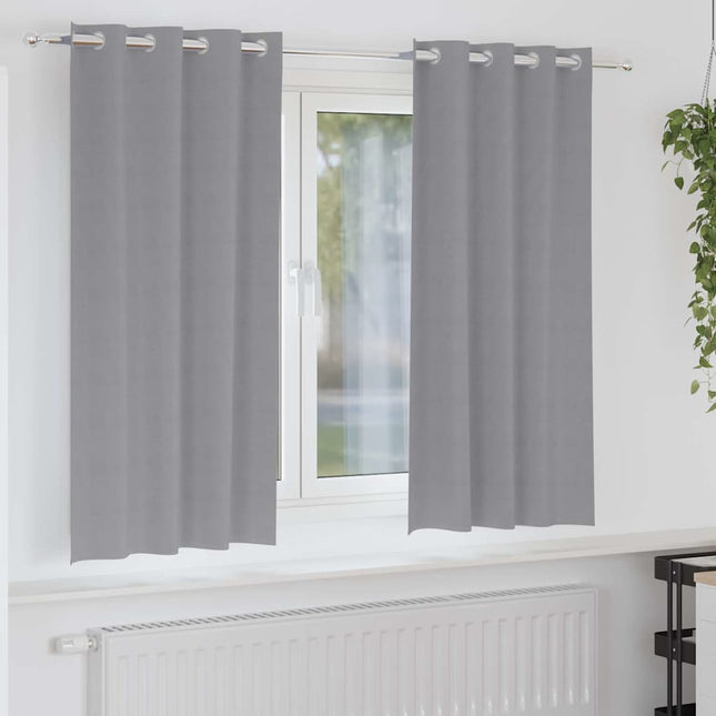 Mørklægningsgardiner med ringe 2 pcs Lysegrå 175 x 140 cm