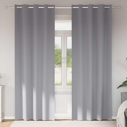 Mørklægningsgardiner med ringe 2 stk. Lysegrå 225 x 140 cm